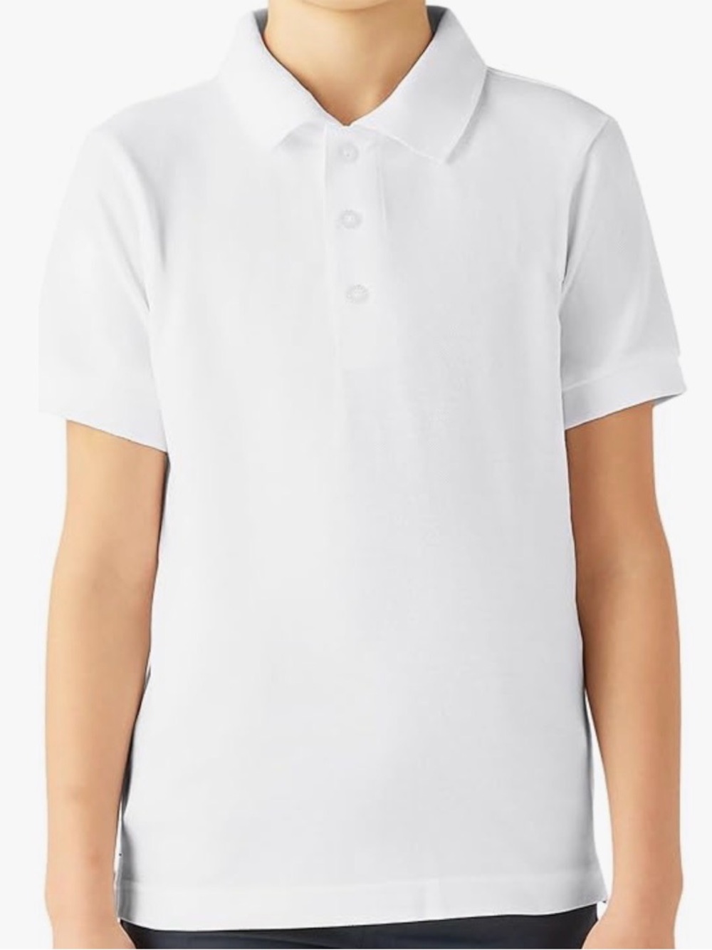 Dickies Youth Adult Short Sleeve Pique Polo White